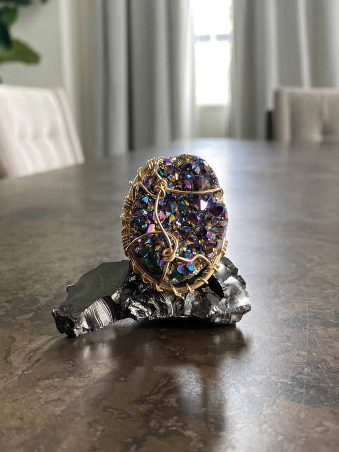 BRONZE+TITANIUM AMETHYST RING