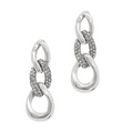 Cleo Pave Link Post Drop Earrings, Silver