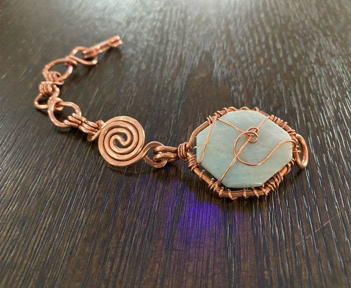 COPPER+AMAZONITE VORTEX LINK BRACELET
