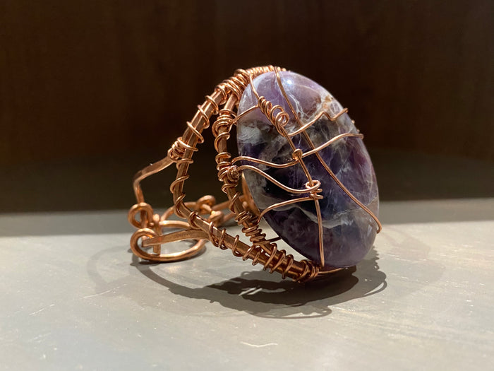 COPPER+AMETHYST HALF-CUFF BRACELET