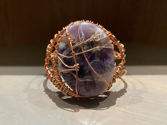 COPPER+AMETHYST HALF-CUFF BRACELET