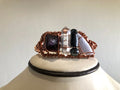 COPPER+AMETHYST+CLEAR QUARTZ MULTI-STONE CUFF BRACELET