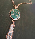 COPPER+AVENTURINE+CLEAR QUARTZ NECKLACE