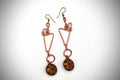COPPER+WOOD BEAD FREESTYLE EARRINGS