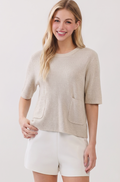 CREW NECK SWEATER WITH FRONT POCKETS