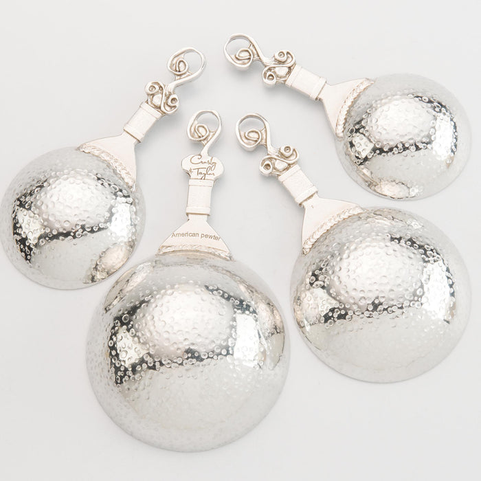 Crosby & Taylor Vineyard 4-piece Artisan Pewter Measuring Cup Set, Handmade in the USA