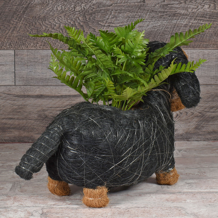 Dachshund Coconut Fiber Dog Planter, Handmade in the Philippines