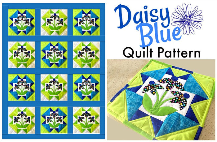 Daisy Blue Quilt Pattern (Print at Home)