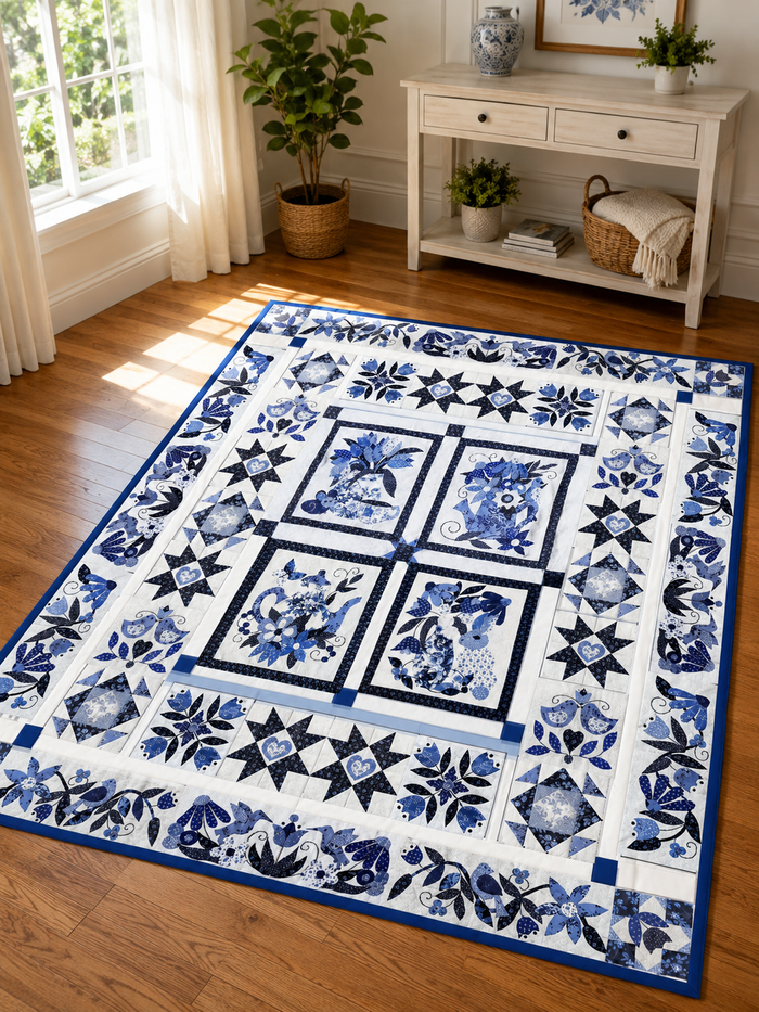 Delft Blues Quilt Pattern (Digital- Print at Home)