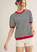 DETAIL STRIPED TOP - RED