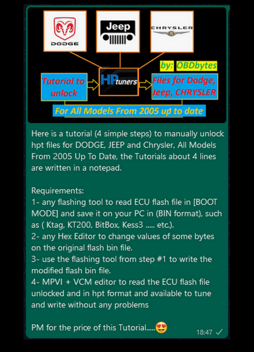 (Dodge Jeep CHRYSLER) HPT Files  UnLocking in Simple 4 STEPS - OBDbytes for Car Chip Tuning