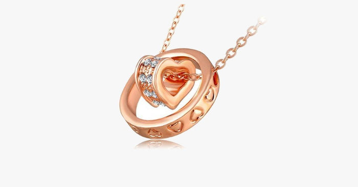 Double Heart Ring Necklace