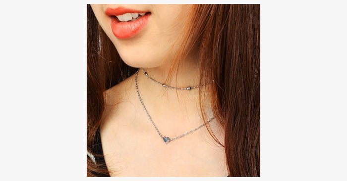 Double Layers Chain Heart Necklace