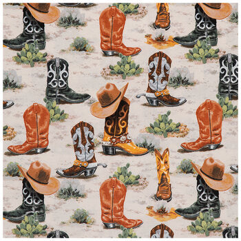 Double Sided Cotton Blanket - Cowboy Boots Cotton Calico