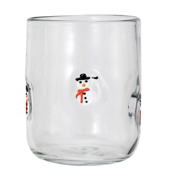 DRINKING GLASS WITH EMBEDDED HOLIDAY ICON PATTERN