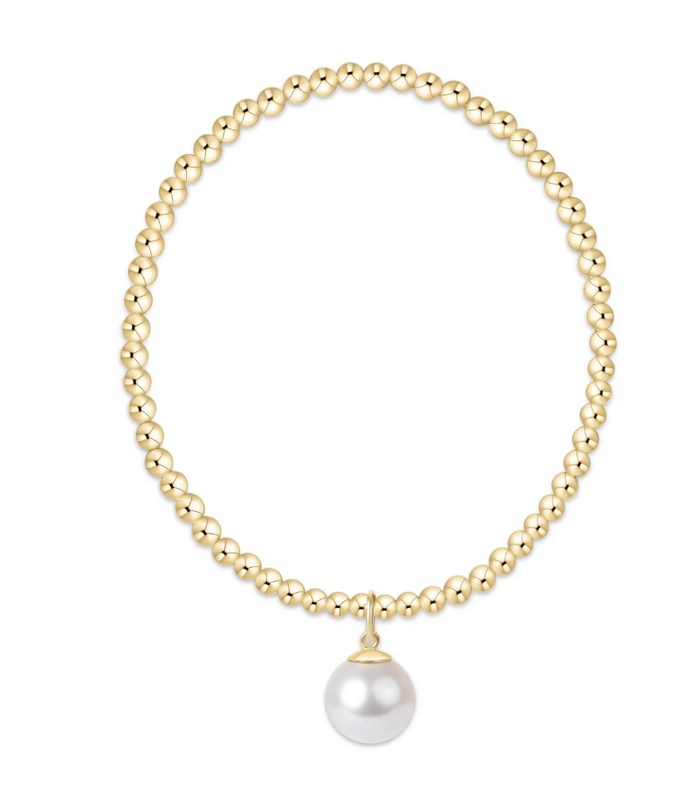 E NEWTON CLASSIC GOLD 3MM BEAD BRACELET - CLASSIC PEARL 10MM CHARM