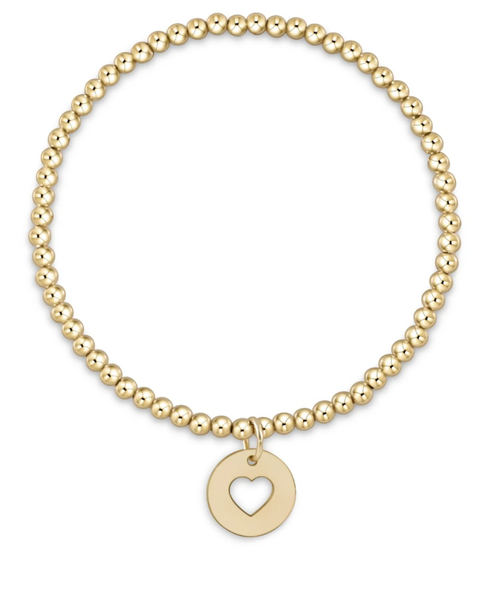 E NEWTON CLASSIC GOLD 3MM BEAD BRACELET - LOVE GOLD DISC