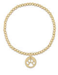E NEWTON CLASSIC GOLD 3MM BEAD BRACELET - PAW PRINT GOLD DISC