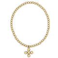 E NEWTON CLASSIC GOLD 3MM BEAD BRACELET - SIGNATURE CROSS 4MM BEADED GOLD CHARM