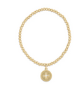 E NEWTON CLASSIC GOLD 3MM BEAD BRACELET - SIGNATURE CROSS GOLD DISC