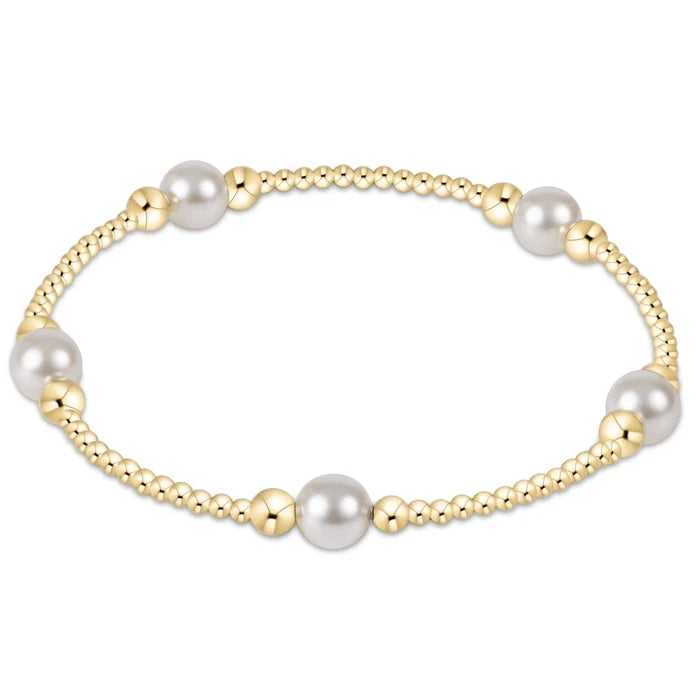 E NEWTON PURPOSE PEARL 6MM BEAD BRACELET - GOLD - 2 SIZES