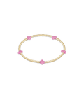 egirl Signature Cross Small 2mm Gold Bracelet - Bright Pink