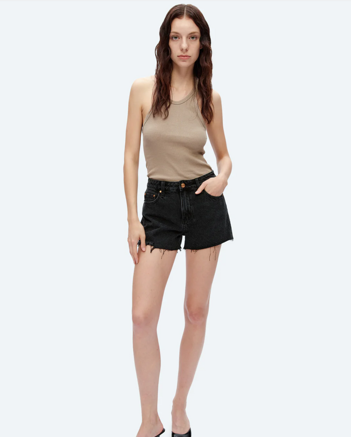 Ella Mid Rise Denim Shorts, Black