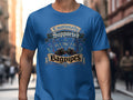Blue t-shirt with "Emotionally Supported by Bagpipes" text and bagpipe graphics.