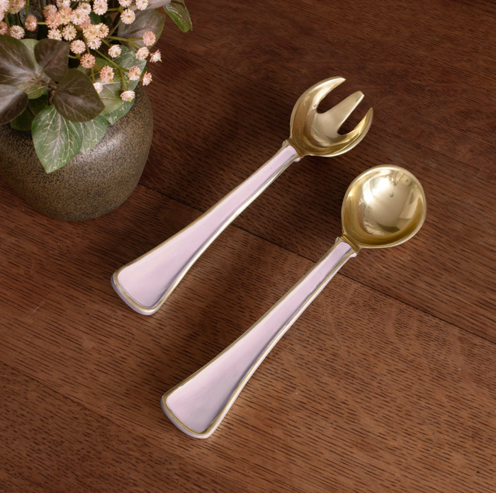 Encanto Soho Salad Servers - Camellia/White