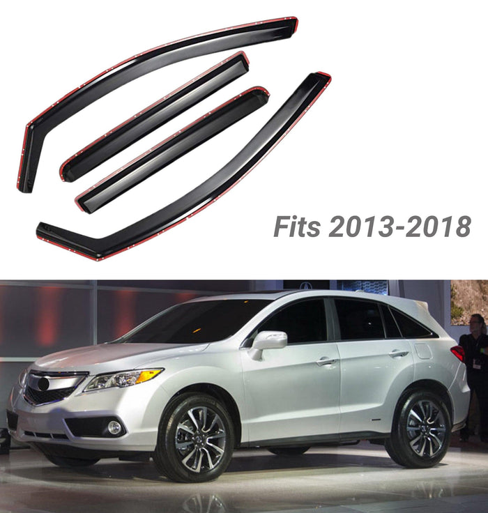 Fit 2013-2018 Acura RDX In-Channel Vent Window Visors Rain Sun Wind Guards Shade Deflectors