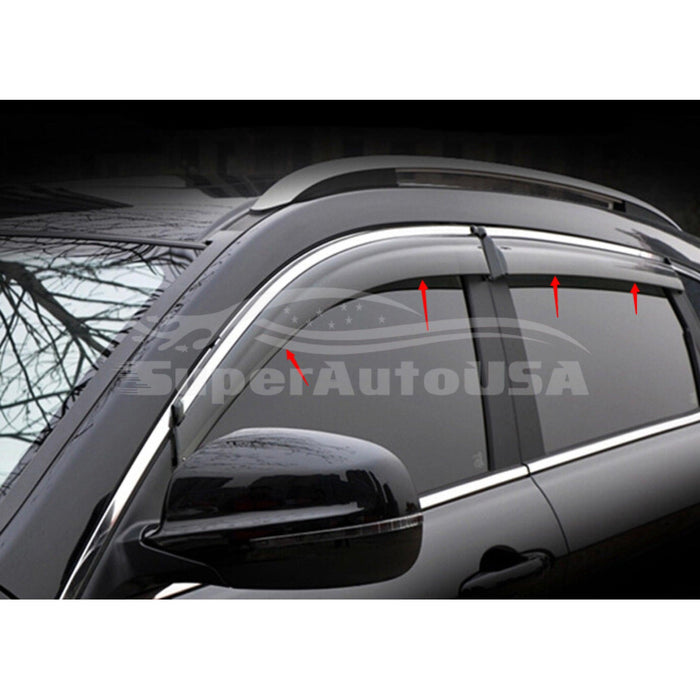 Fit 2016-2022 Lexus RX350 RX450H Clip-On Chrome Trim Vent Window Visors Rain Sun Wind Guards Shade Deflectors