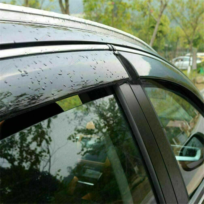 Fit 2018-2021 Infiniti Q50 Clip-On Chrome Trim Vent Window Visors Rain Sun Wind Guards Shade Deflectors