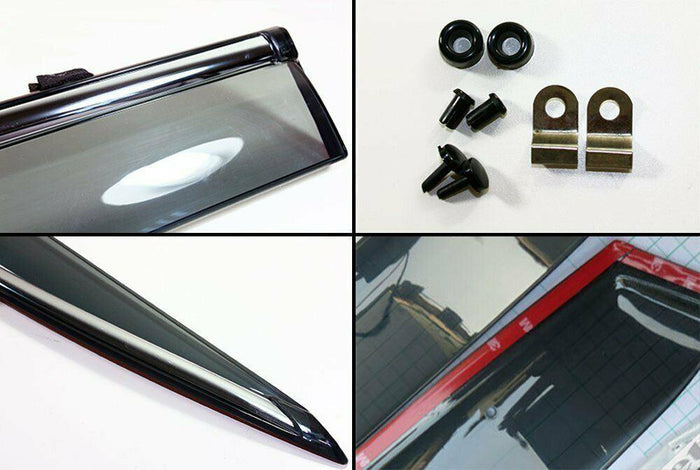 Fit 2019-2021 Subaru Ascent Clip-On Chrome Trim Vent Window Visors Rain Sun Wind Guards Shade Deflectors
