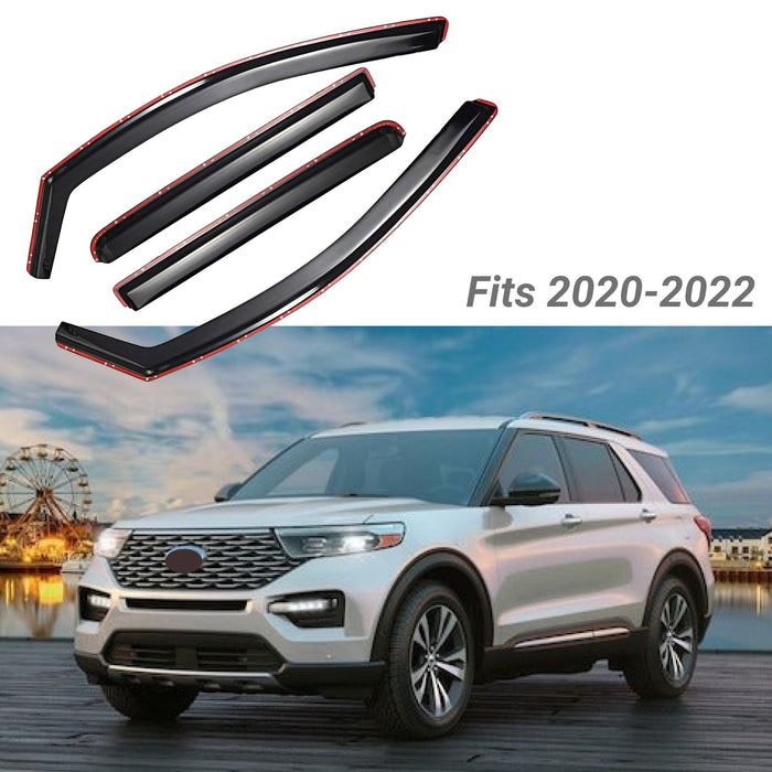 Fit 2020-2024 Ford Explorer In-Channel Vent Window Visors Rain Guard Deflectors