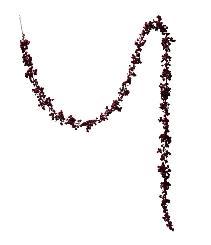 FLOCKED FOAM BALL GARLAND - BURGUNDY COLOR