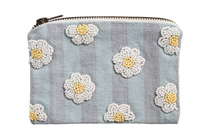 FLORAL BEAD AND EMBROIDERY ZIPPER POUCH - 4 STYLES