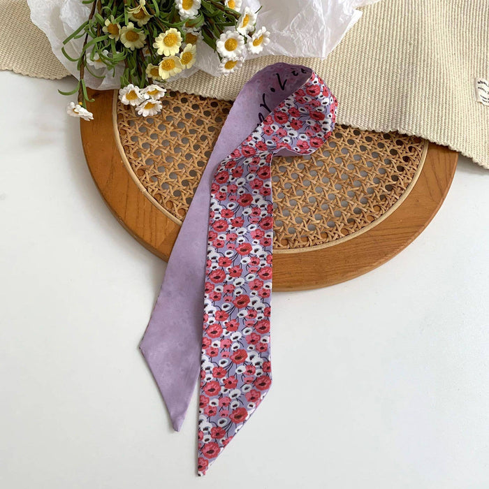 FLORAL TWILLY SCARF - PURPLE