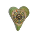 Flower Girl Small Ceramic Heart Wall Plaque by Laurie Pollpeter Eskenazi, Green, Handmade American Pottery