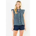 FLUTTER SLEEVE BUTTON TOP - NAVY