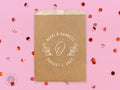 Foiled Party Snack Bag #10 - Circle Leaf Monogram - Snack Bags, Party Bags, Wedding Favors, Party Favors, Custom Paper Bags, Treat Bags