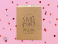 Foiled Party Snack Bag #7 - Floral Bust - Custom Pet Illustration - Treat Bags, Party Bags, Wedding Favors, Party Favors, Custom Paper Bags