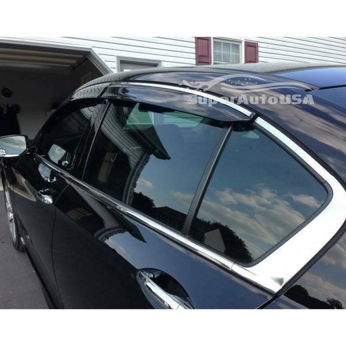For Hyundai Santa Fe 2013-2019 XL Clip-On Chrome Trim Vent Window Visors Rain Sun Wind Guards Shade Deflectors