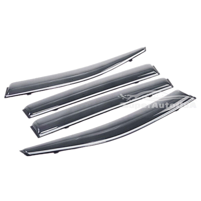 For Hyundai Santa Fe 2013-2019 XL Clip-On Chrome Trim Vent Window Visors Rain Sun Wind Guards Shade Deflectors