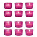 Fuchsia Pink Cleo Colored Glass Tealight Holder, Set of 12 - PaperLanternStore.com - Paper Lanterns, Decor, Party Lights & More