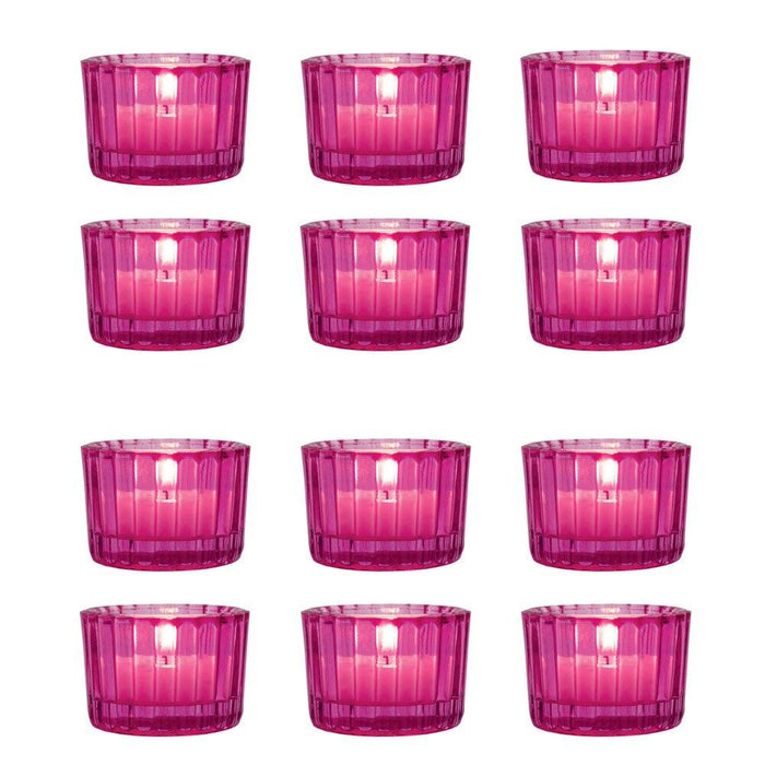 Fuchsia Pink Cleo Colored Glass Tealight Holder, Set of 12 - PaperLanternStore.com - Paper Lanterns, Decor, Party Lights & More