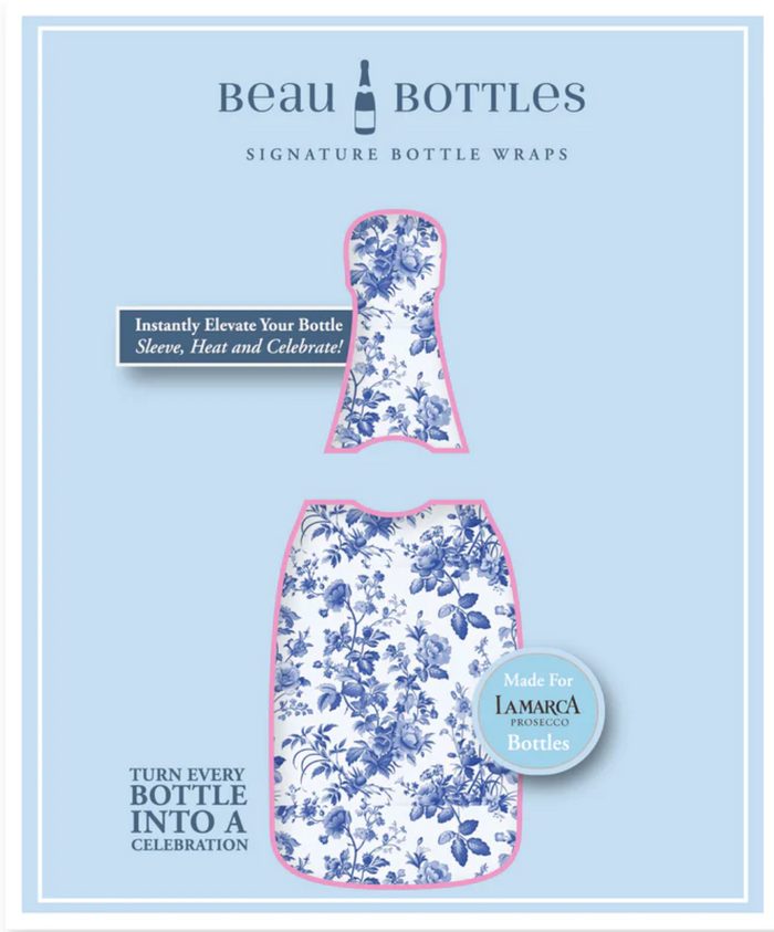 Grandmilleenial Blue Floral Bottle Wrap, La Marca Edition
