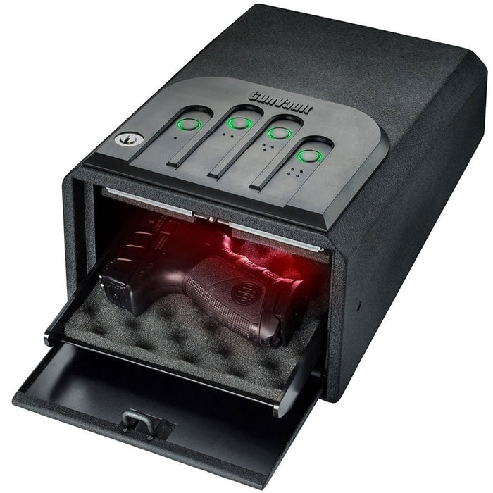 GunVault GV1050-19 MiniVault Handgun Safe Door Open with LED Light