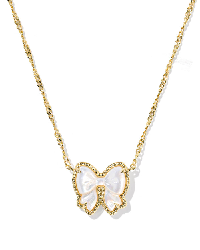 HALEY BOW SHORT PENDANT NECKLACE GOLD IVORY MOTHER OF PEARL