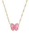 HALEY BOW SHORT PENDANT NECKLACE GOLD ROSE VIOLET MOTHER OF PEARL