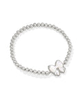 HALEY BOW STRETCH BRACELET SILVER IVORY MOTHER OF PEARL
